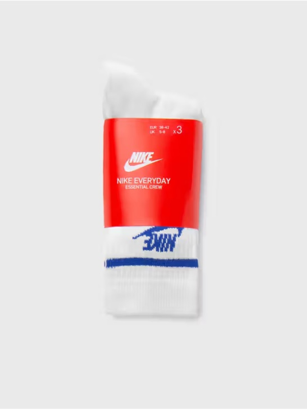 Nike White Crew Athletic Socks with Blue Stripe